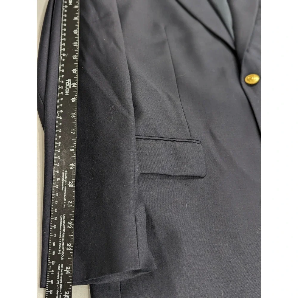 Lauren Ralph Lauren Sport Suit‎ Jacket Coat 40R Navy Gold Buttons Wool Blazer